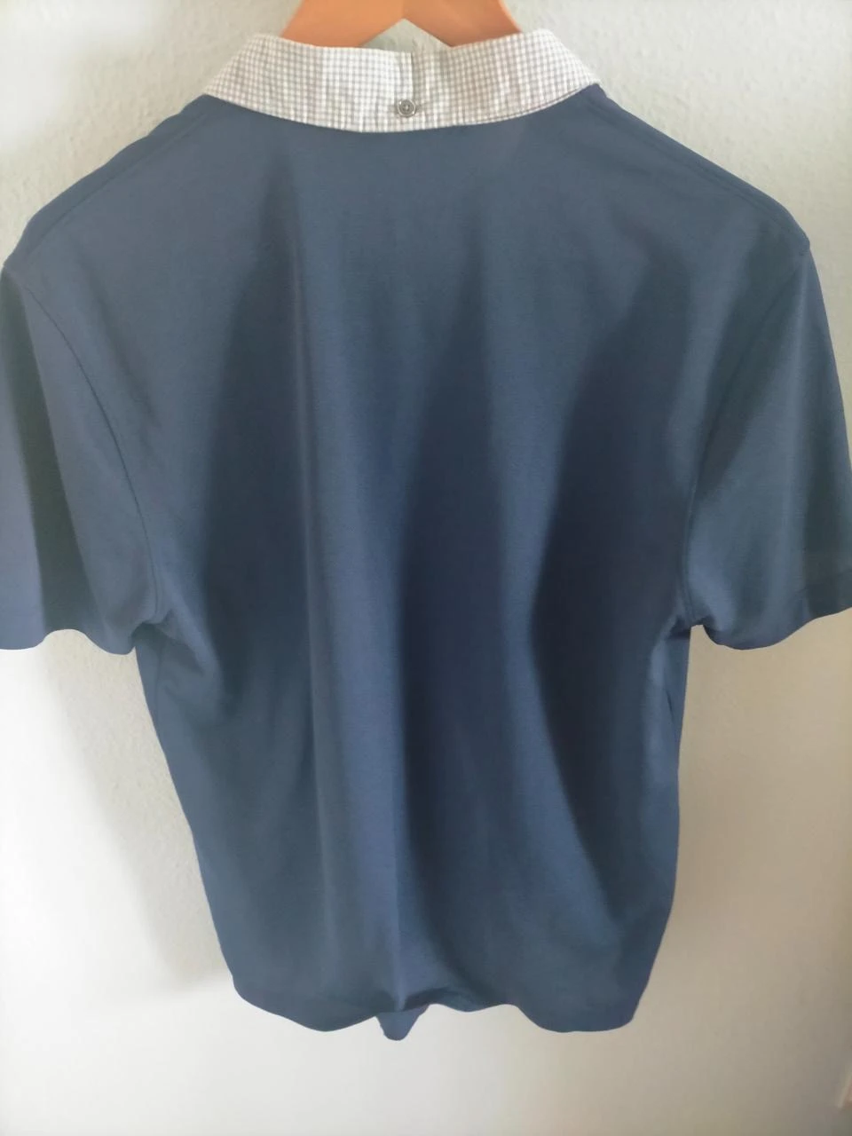 Puma Sports LifeStyle Men's Polo Shirt Navy Blue Gingham Collar Luxury Size L – photo 3